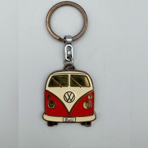 Vintage Volkswagen VW Bulli Bus Keychain Red Enamel Camper Van Key Ring